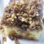 coffee cake with caramel topping close up photo