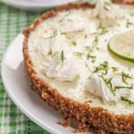 key lime pie side view slice of lime on top, easy key lime pie recipe