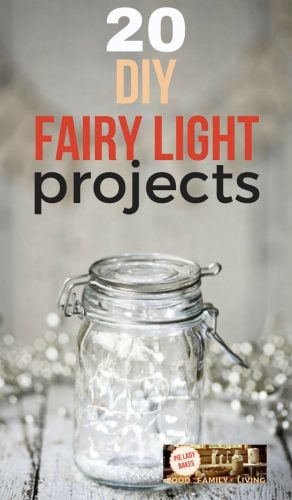 mason jar with fairy lights inside and outside jar and text 20 DIY fairly light projects overlay