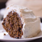 slice of applesauce cake on a white plate