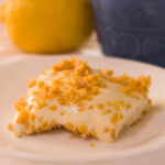 closeup of lemon bar on white plate