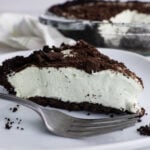 slice of no bake grasshopper pie with cool whip square