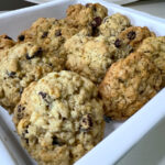 oatmeal cookies in white baking dish